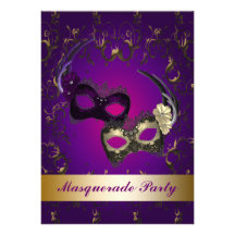 Invitación púrpura del fiesta de la mascarada de l