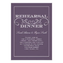 Invitación púrpura elegante de la cena del ensayo