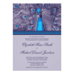 Invitación púrpura elegante del boda del pavo real