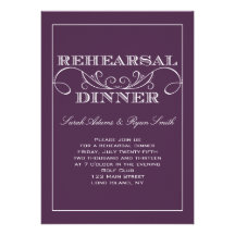 Invitación púrpura moderna de la cena del ensayo