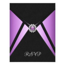 Invitación púrpura negra púrpura RSVP del fiesta