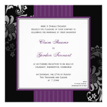 Invitación púrpura y negra del boda - púrpura