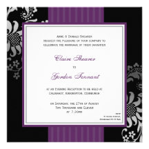Invitación púrpura y negra del boda - púrpura