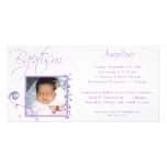 Invitación purpúrea clara de la foto del bautismo tarjeta fotografica  