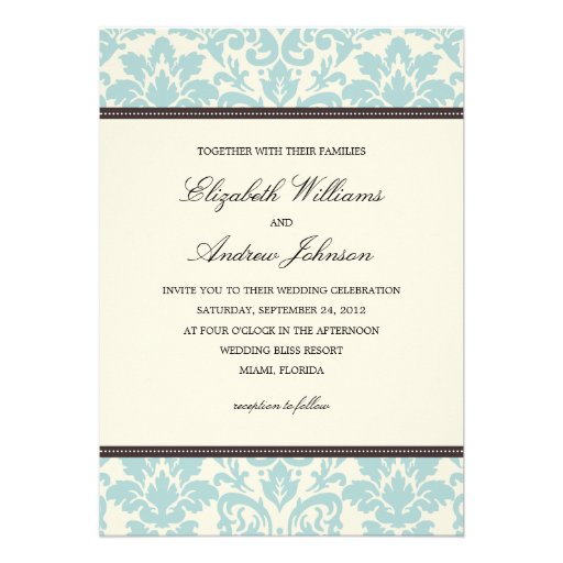 INVITACIÓN QUE SE CASA CON CLASE AZUL DEL DAMASCO 