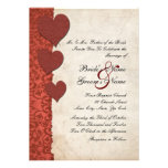 Invitación rasgada corazones rojos del boda de pap