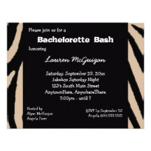Invitación rayada cebra del fiesta de Bachelorette