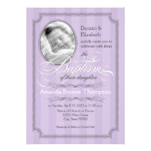 Invitación rayada del bautismo (lavanda)