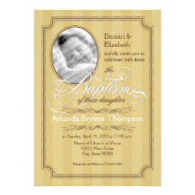 Invitación rayada del bautismo (miel de oro)