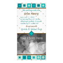 Invitación redondeada del nacimiento de los cuadra tarjeta fotográfica