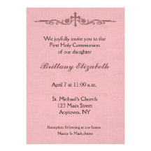 Invitación religiosa cruzada rosada