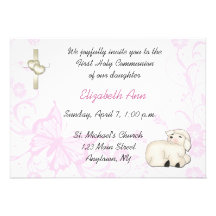 Invitación religiosa del rosa del cordero del bebé