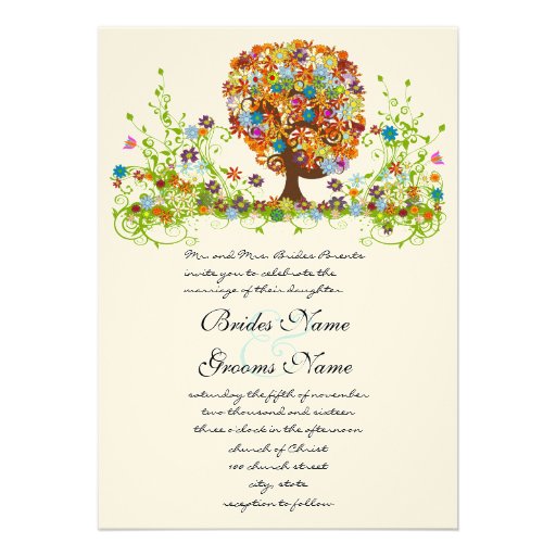 Invitación remolinada del boda del árbol de amor d
