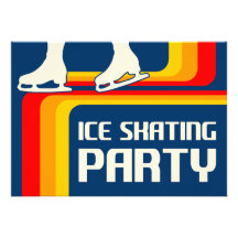 invitación retra del fiesta del patinaje de hielo 