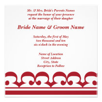 Invitación roja/blanca de la sonata del boda invitaciones