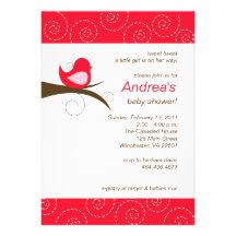 Invitación roja brillante de la fiesta de bienveni