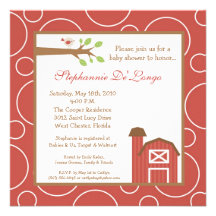 invitación roja de la fiesta de bienvenida al bebé