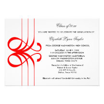 Invitación roja de la graduación del borde de la v