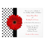 Invitación roja del boda de la margarita del lunar