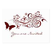 Invitación roja del boda de la mariposa plantillas de tarjetas personales