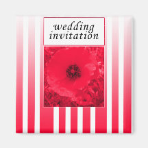 invitación roja del boda de la tira de la amapola iman de nevera