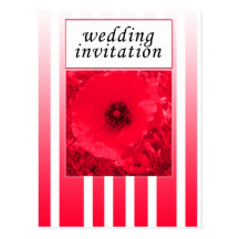 invitación roja del boda de la tira de la amapola postal