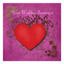 Invitación roja del boda del corazón