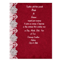 Invitación roja del boda del cordón tarjetas postales