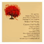 Invitación roja del boda del cuadrado del árbol de