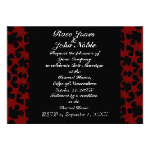 Invitación (roja) del boda del ébano de las Novas