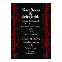 Invitación (roja) del boda del ébano de Tendrillon