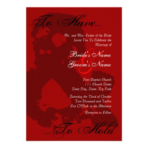 Invitación roja del boda del Grunge romántico
