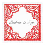 Invitación roja del boda del marco del vintage