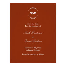 Invitación roja del boda del monograma simple de l