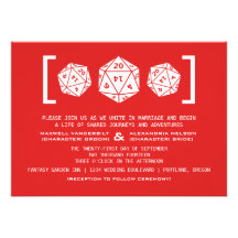 Invitación roja del boda del videojugador de los d