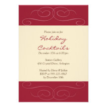 Invitación roja del cóctel del día de fiesta del n