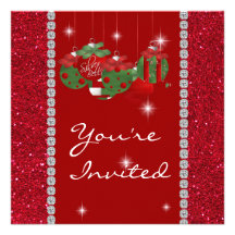 Invitación ROJA del DÍA DE FIESTA de BLING