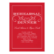 Invitación roja moderna de la cena del ensayo del 