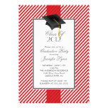 Invitación roja moderna de la fiesta de graduación