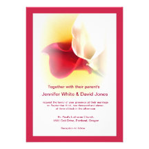 Invitación roja y blanca del boda de la cala