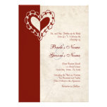 Invitación roja y blanca del boda del corazón