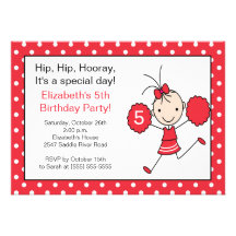 Invitación roja y blanca del cumpleaños de la aleg