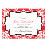 Invitación roja y blanca del damasco