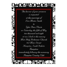 Invitación roja y negra del damasco