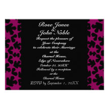 Invitación (Rojo-Violeta) del boda del ébano de la