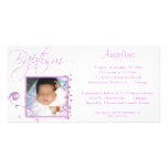 Invitación rosa clara de la foto del bautismo tarjeta personal con foto
