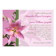 Invitación rosada 3 del boda del lirio del Stargaz