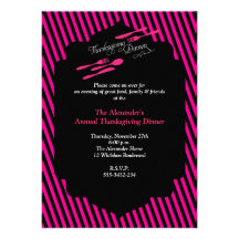 Invitación rosada de la cena de la acción de graci