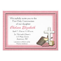 Invitación rosada de la comunión