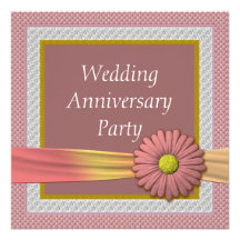 Invitación rosada de la fiesta de aniversario del 